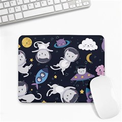 Space Cat Illustration Pattern Astronaut Small Mousepad by Wav3s