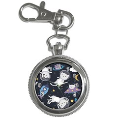 Space Cat Illustration Pattern Astronaut Key Chain Watches by Wav3s