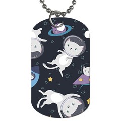 Space Cat Illustration Pattern Astronaut Dog Tag (two Sides) by Wav3s