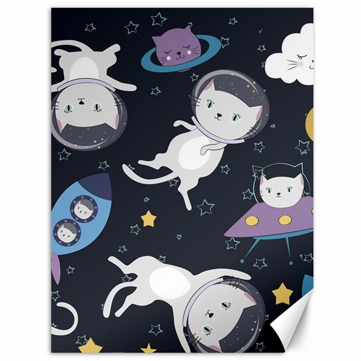 Space Cat Illustration Pattern Astronaut Canvas 36  x 48 