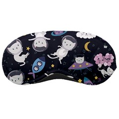 Space Cat Illustration Pattern Astronaut Sleeping Mask by Wav3s