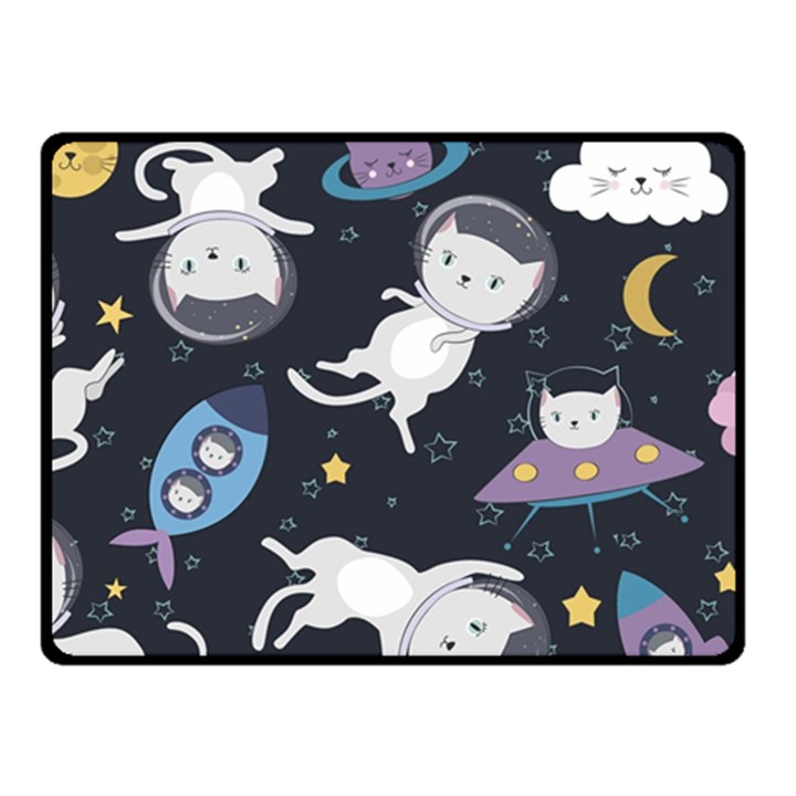 Space Cat Illustration Pattern Astronaut Fleece Blanket (Small)