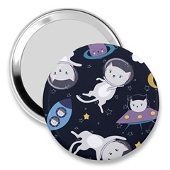 Space Cat Illustration Pattern Astronaut 3  Handbag Mirrors by Wav3s