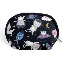 Space Cat Illustration Pattern Astronaut Accessory Pouch (medium) by Wav3s