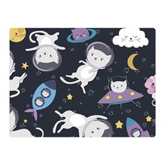 Space Cat Illustration Pattern Astronaut Two Sides Premium Plush Fleece Blanket (mini) by Wav3s