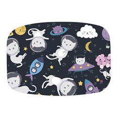 Space Cat Illustration Pattern Astronaut Mini Square Pill Box by Wav3s