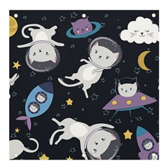 Space Cat Illustration Pattern Astronaut Banner And Sign 4  X 4  by Wav3s