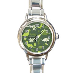 Cute Dinosaur Pattern Round Italian Charm Watch by Wav3s