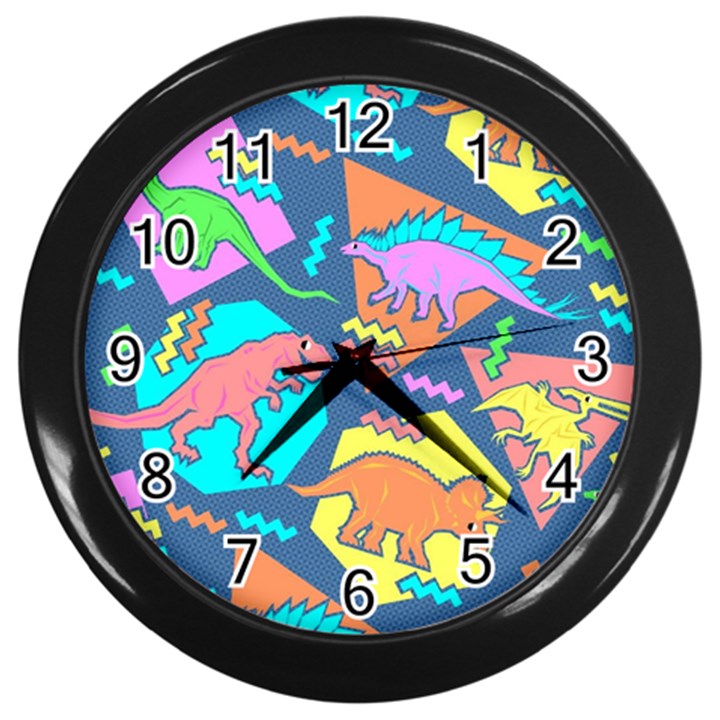 Dinosaur Pattern Wall Clock (Black)