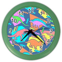 Dinosaur Pattern Color Wall Clock by Wav3s