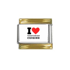 I Love Vegetarian Cuisine  Gold Trim Italian Charm (9mm) by ilovewhateva