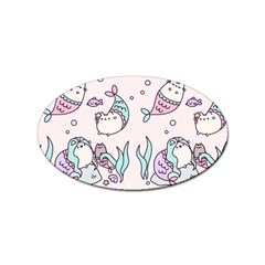 Cartoon Cat Cute Animal Design Drawing Illustration Kawaii Sticker Oval (100 Pack) by Grandong