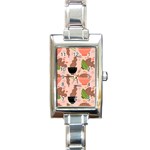 Doodle Yakisoba Seamless Pattern Background Cartoon Japanese Street Food Rectangle Italian Charm Watch Front