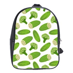 Vegetable Pattern With Composition Broccoli School Bag (large) by Grandong