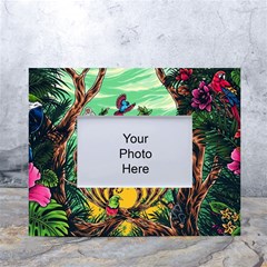 Monkey Tiger Bird Parrot Forest Jungle Style White Tabletop Photo Frame 4 x6  by Grandong