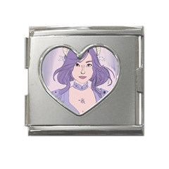 Futuristic Woman Mega Link Heart Italian Charm (18mm) by Fundigitalart234