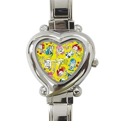 Robot Pattern Lego Heart Italian Charm Watch by Cowasu