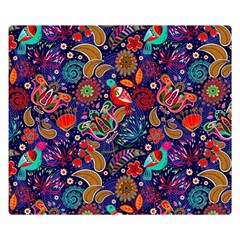 Pattern Colorful Bird Leaf Flower Premium Plush Fleece Blanket (small) by Cowasu