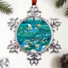 Psychedelic Adventure Metal Large Snowflake Ornament by Cowasu