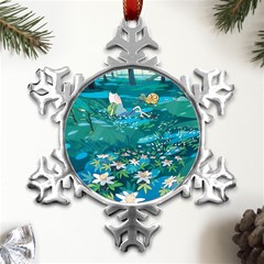 Psychedelic Adventure Metal Small Snowflake Ornament by Cowasu