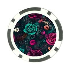 Roses Pink Teal Poker Chip Card Guard (10 Pack) by Bangk1t