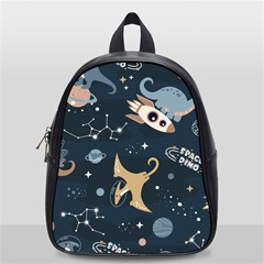 Space Theme Art Pattern Design Wallpaper School Bag (small) by Ndabl3x