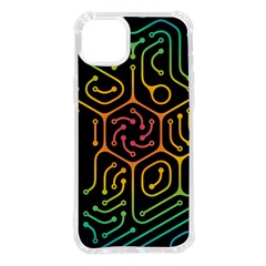 Circuit Hexagonal Geometric Pattern Background Pattern Iphone 14 Plus Tpu Uv Print Case by Ndabl3x