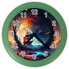 Tree Planet Moon Color Wall Clock by Ndabl3x