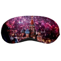 Moscow Kremlin Saint Basils Cathedral Architecture  Building Cityscape Night Fireworks Sleeping Mask by Cowasu