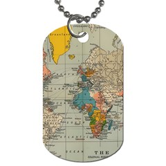 Vintage World Map Dog Tag (two Sides) by Cowasu