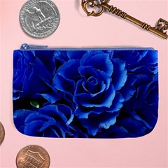 Blue Roses Flowers Plant Romance Blossom Bloom Nature Flora Petals Large Coin Purse by Cowasu