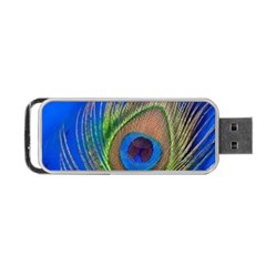 Blue Peacock Feather Portable Usb Flash (two Sides) by Amaryn4rt