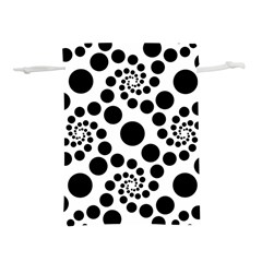 Dot Dots Round Black And White Lightweight Drawstring Pouch (m) by Amaryn4rt