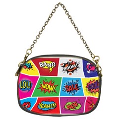 Pop Art Comic Vector Speech Cartoon Bubbles Popart Style With Humor Text Boom Bang Bubbling Expressi Chain Purse (two Sides) by Amaryn4rt