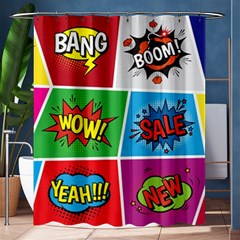 Pop Art Comic Vector Speech Cartoon Bubbles Popart Style With Humor Text Boom Bang Bubbling Expressi Shower Curtain 60  X 72  (medium)  by Amaryn4rt