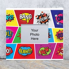 Pop Art Comic Vector Speech Cartoon Bubbles Popart Style With Humor Text Boom Bang Bubbling Expressi White Wall Photo Frame 5  X 7  by Amaryn4rt