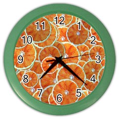 Oranges Background Texture Pattern Color Wall Clock by Simbadda