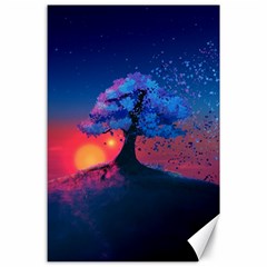 Dark Tree Sunset Landscape Art Canvas 24  X 36  by Ravend