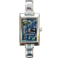 July 4th Parade Independence Day Rectangle Italian Charm Watch by Ravend