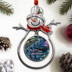 July 4th Parade Independence Day Metal Snowman Ornament by Ravend