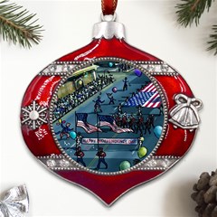 July 4th Parade Independence Day Metal Snowflake And Bell Red Ornament by Ravend