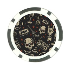 Grunge Seamless Pattern With Skulls Poker Chip Card Guard by Amaryn4rt