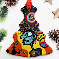 Hippie Rainbow Psychedelic Colorful Christmas Tree Ornament (two Sides) by uniart180623