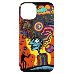 Hippie Rainbow Psychedelic Colorful Iphone 14 Black Uv Print Case by uniart180623