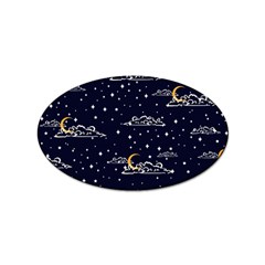 Hand-drawn-scratch-style-night-sky-with-moon-cloud-space-among-stars-seamless-pattern-vector-design- Sticker Oval (10 Pack) by uniart180623