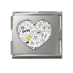 Set-cute-colorful-doodle-hand-drawing Mega Link Heart Italian Charm (18mm) by uniart180623