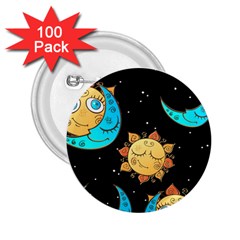 Seamless-pattern-with-sun-moon-children 2 25  Buttons (100 Pack)  by uniart180623