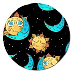 Seamless-pattern-with-sun-moon-children Magnet 5  (Round) Front