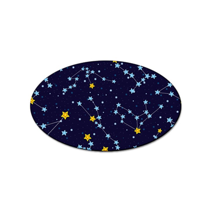 Seamless-pattern-with-cartoon-zodiac-constellations-starry-sky Sticker (Oval)