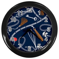 Chains-seamless-pattern Wall Clock (black) by uniart180623